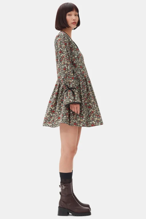 GANNI Plus Size Klær | Kjoler<Floral Printed Wrap-kjole BlackSand