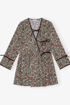 GANNI Plus Size Klær | Kjoler<Floral Printed Wrap-kjole BlackSand