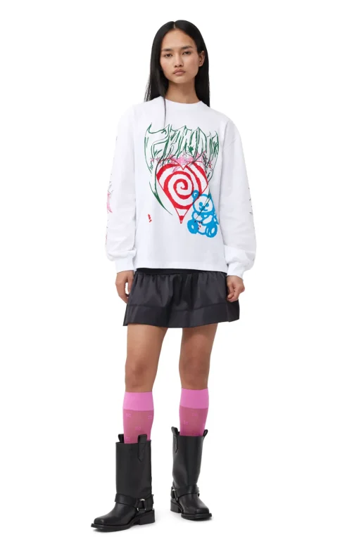 GANNI Fabrics Of The Future<Future Heavy Jersey Long Sleeve-T-skjorte BrightWhite