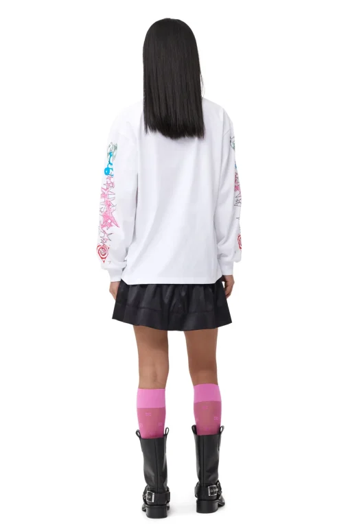 GANNI Fabrics Of The Future<Future Heavy Jersey Long Sleeve-T-skjorte BrightWhite