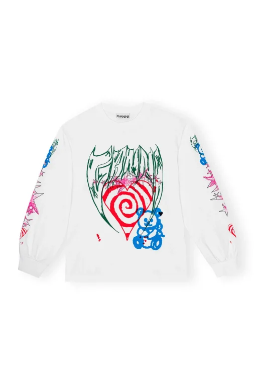 GANNI Fabrics Of The Future<Future Heavy Jersey Long Sleeve-T-skjorte BrightWhite