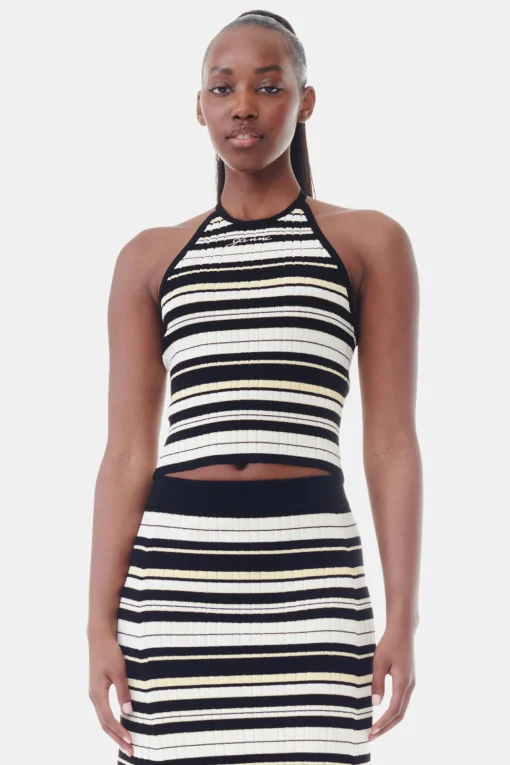 GANNI Fabrics Of The Future | Plus Size Klær<Future Rib Halterneck-topp Multicolour