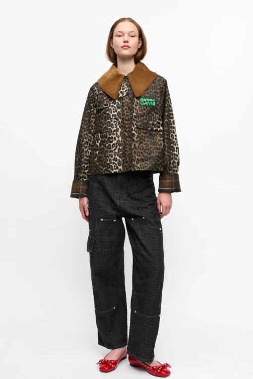 GANNI Kåper & Jakker<x Barbour Print Waxed-anorakk Leopard