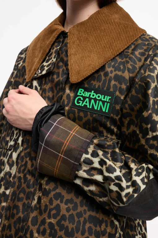 GANNI Kåper & Jakker<x Barbour Print Waxed-anorakk Leopard
