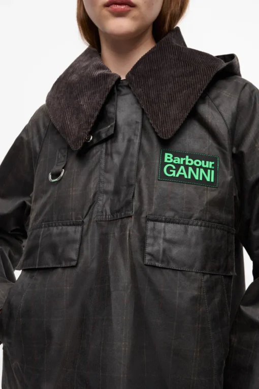 GANNI Kåper & Jakker<x Barbour Tartan Waxed-anorakk DarkGreen