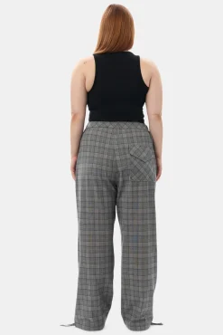 GANNI Plus Size Klær | Bukser<x Paloma Elsesser Check Mix Drawstring-bukser FrostGray