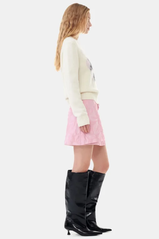 GANNI Strikkeplagg<Graphic Soft Wool Mix O-Neck Egret