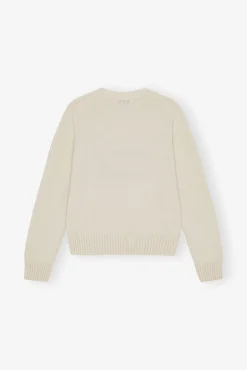 GANNI Strikkeplagg<Graphic Soft Wool Mix O-Neck Egret