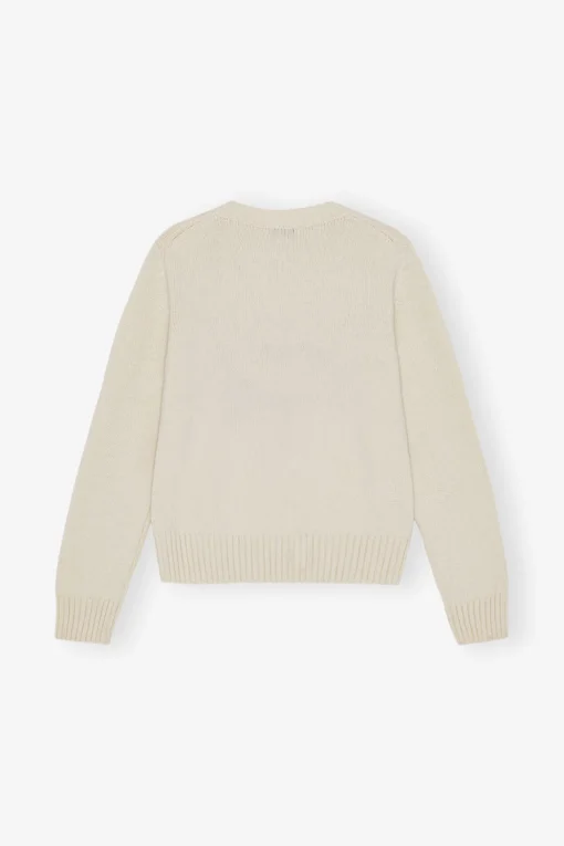 GANNI Strikkeplagg<Graphic Soft Wool Mix O-Neck Egret
