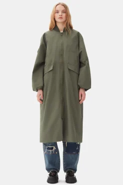 GANNI Plus Size Klær | Kåper & Jakker<Green Tech Seersucker Oversized Shell-kåpe Beetle