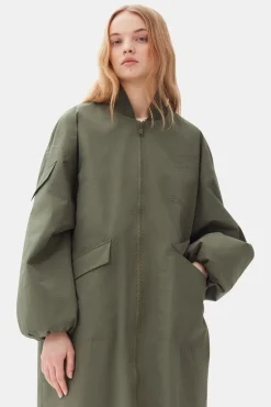 GANNI Plus Size Klær | Kåper & Jakker<Green Tech Seersucker Oversized Shell-kåpe Beetle