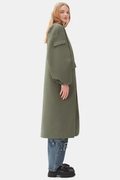 GANNI Plus Size Klær | Kåper & Jakker<Green Tech Seersucker Oversized Shell-kåpe Beetle
