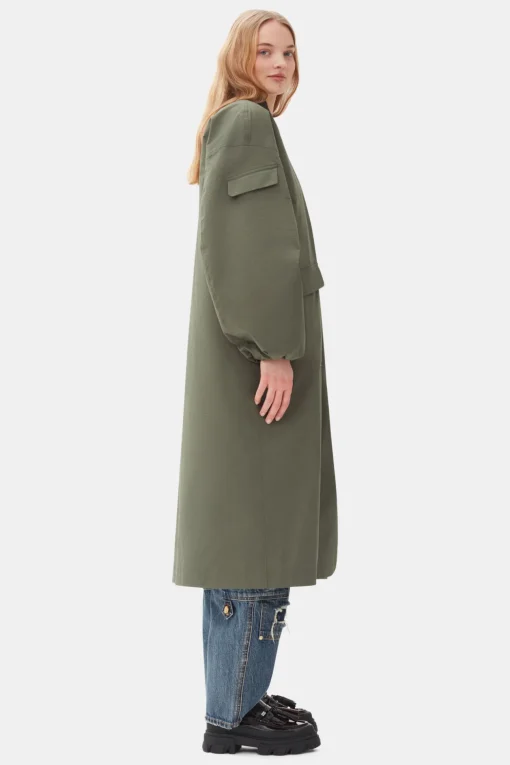 GANNI Plus Size Klær | Kåper & Jakker<Green Tech Seersucker Oversized Shell-kåpe Beetle
