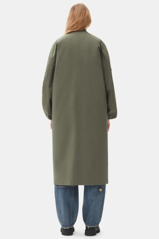 GANNI Plus Size Klær | Kåper & Jakker<Green Tech Seersucker Oversized Shell-kåpe Beetle