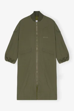 GANNI Plus Size Klær | Kåper & Jakker<Green Tech Seersucker Oversized Shell-kåpe Beetle
