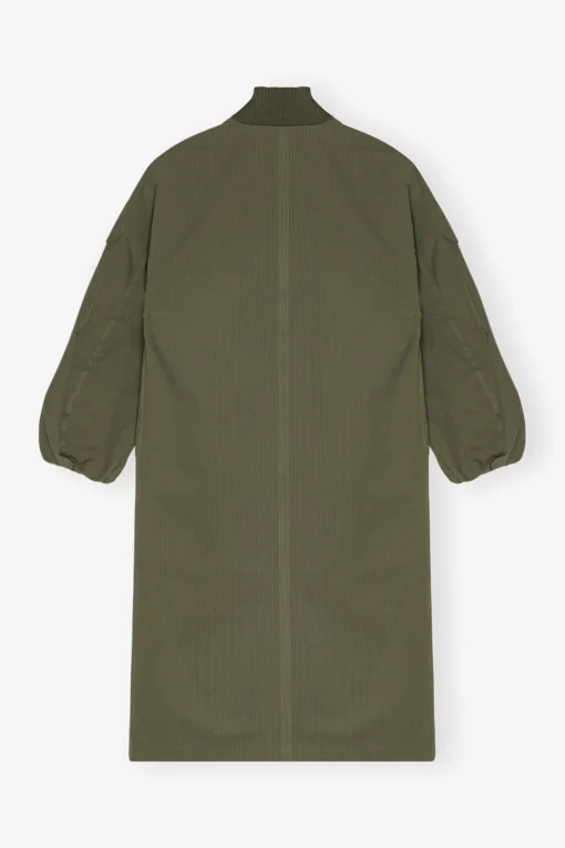 GANNI Plus Size Klær | Kåper & Jakker<Green Tech Seersucker Oversized Shell-kåpe Beetle
