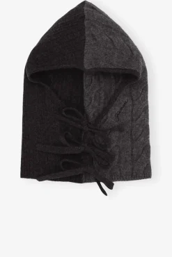 GANNI Skjerf | Hatter<Grey and Black Cashmere Mix Balaclava Phantom