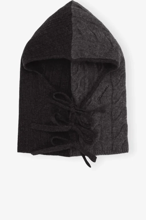GANNI Skjerf | Hatter<Grey and Black Cashmere Mix Balaclava Phantom