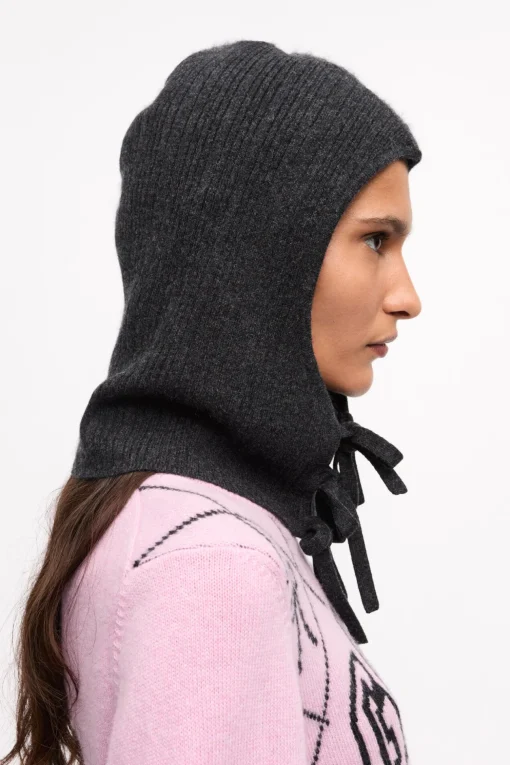 GANNI Skjerf | Hatter<Grey and Black Cashmere Mix Balaclava Phantom
