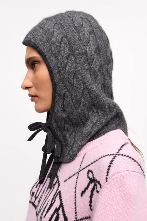 GANNI Skjerf | Hatter<Grey and Black Cashmere Mix Balaclava Phantom