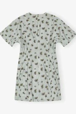 GANNI Kjoler<Grey Floral Printed Organza Jacquard Mini-kjole AquaFoam