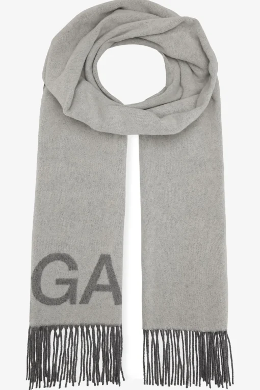 GANNI Skjerf<Grey Fringed Scarf PalomaMelange