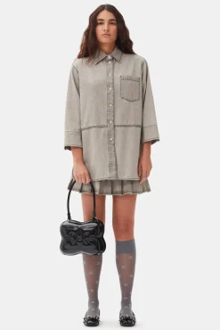 GANNI Fabrics Of The Future | Plus Size Klær<Grey Future Denim Oversized-skjorte GrayQuill