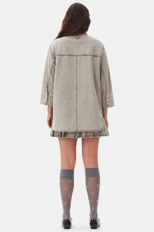 GANNI Fabrics Of The Future | Plus Size Klær<Grey Future Denim Oversized-skjorte GrayQuill