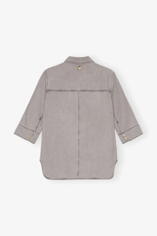 GANNI Fabrics Of The Future | Plus Size Klær<Grey Future Denim Oversized-skjorte GrayQuill