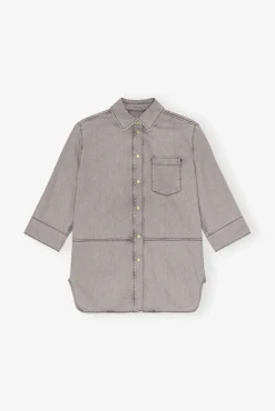 GANNI Fabrics Of The Future | Plus Size Klær<Grey Future Denim Oversized-skjorte GrayQuill