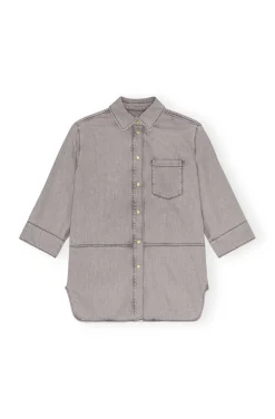 GANNI Fabrics Of The Future | Plus Size Klær<Grey Future Denim Oversized-skjorte GrayQuill