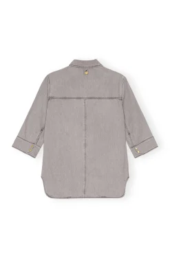 GANNI Fabrics Of The Future | Plus Size Klær<Grey Future Denim Oversized-skjorte GrayQuill