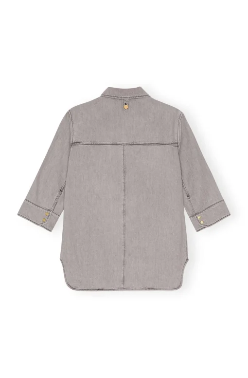 GANNI Fabrics Of The Future | Plus Size Klær<Grey Future Denim Oversized-skjorte GrayQuill