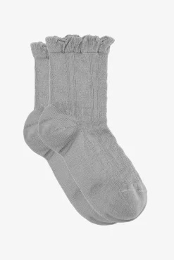 GANNI Sokker<Grey Short Ruffle-sokker FrostGray