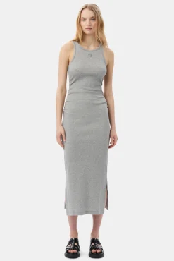 GANNI Ganni Exclusives | Kjoler<Grey Soft Cotton Rib Tank Top Long-kjole PalomaMelange