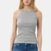GANNI Plus Size Klær | Topper<Grey Soft Cotton Rib-singlet PalomaMelange