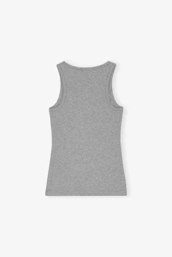 GANNI Plus Size Klær | Topper<Grey Soft Cotton Rib-singlet PalomaMelange