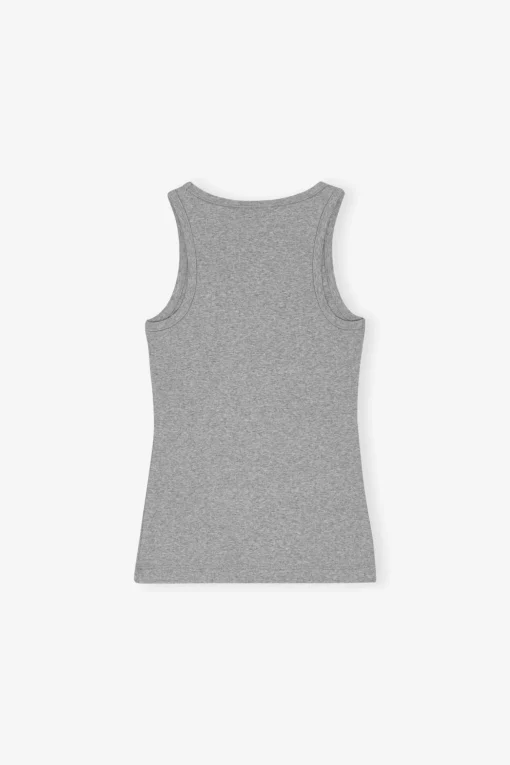 GANNI Plus Size Klær | Topper<Grey Soft Cotton Rib-singlet PalomaMelange