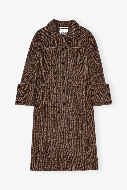 GANNI Trending Now | Kåper & Jakker<Herringbone Wool-kåpe Shitake