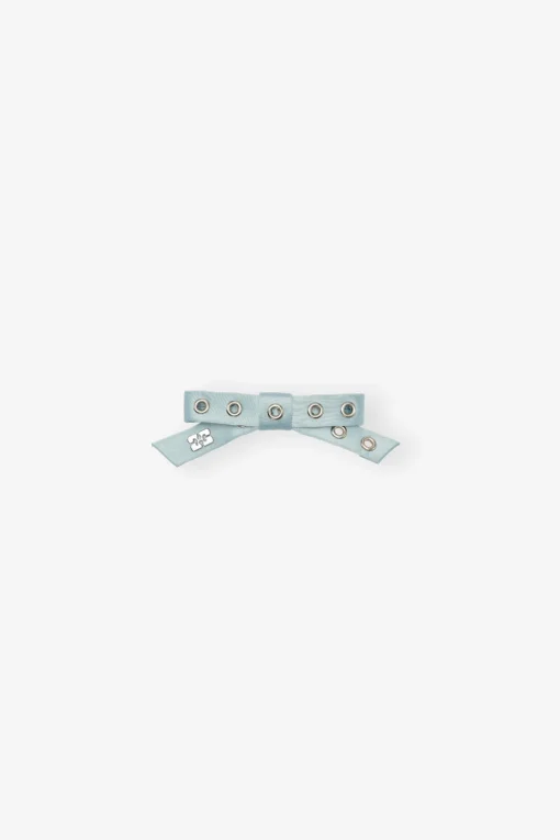 GANNI Accessories Til Hår | Små Gaver<Icy Blue Eyelet Bow-hårspenne IcyBlue