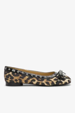 GANNI Sko | Ballerinasko<Leopard Eyelet Bow-ballerinasko LeopardPrint