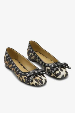 GANNI Sko | Ballerinasko<Leopard Eyelet Bow-ballerinasko LeopardPrint