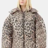 GANNI Trending Now | Plus Size Klær<Leopard Midi Puffer-jakke AlmondMilk