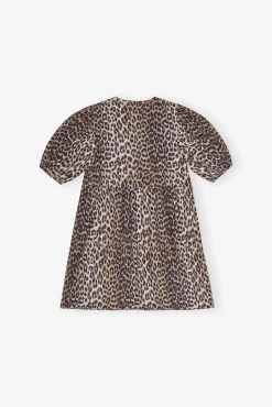GANNI Ganni Exclusives | Leopardmønster Klær<Printed Cotton Tie String Mini-kjole Leopard