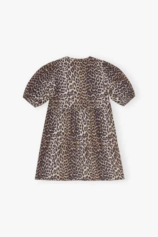 GANNI Ganni Exclusives | Leopardmønster Klær<Printed Cotton Tie String Mini-kjole Leopard