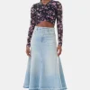GANNI Sett | Skjørt<Light Blue Denim Midi-skjørt TintWash