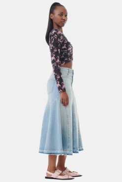 GANNI Sett | Skjørt<Light Blue Denim Midi-skjørt TintWash