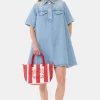 GANNI Denimklær | Kjoler<Light Blue Denim Mini-kjole TintWash