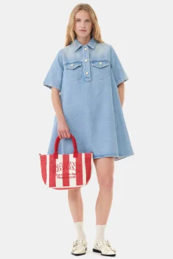 GANNI Denimklær | Kjoler<Light Blue Denim Mini-kjole TintWash
