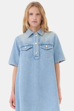 GANNI Denimklær | Kjoler<Light Blue Denim Mini-kjole TintWash